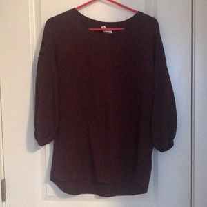 Divided purple rolled up sleeves top. Size M.